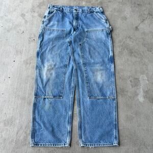 Vintage Y2K Carhartt blue denim jeans double knee work wear carpenter pants